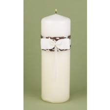 Elegant Damask Unity Candle - Mocha and Ivory