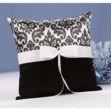Elegant Damask Pillow - Black and White