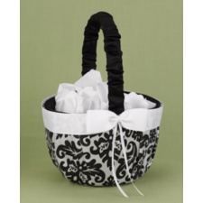 Elegant Damask Basket - Black and White