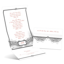 Feathered Flourish - Ebony - Seal and Send Invitation