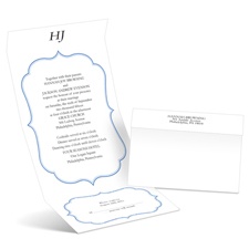 Graceful Frame - Blue - Seal and Send Wedding Invitation