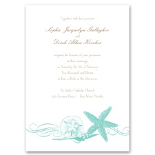 Starfish and Seashells - Lagoon - Invitation