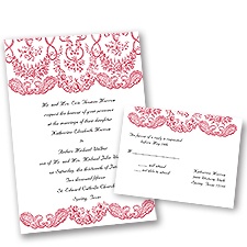 Forever Flourish - Barn Red - Invite with Free Response Postcard