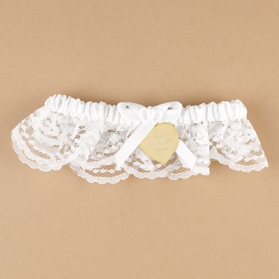 White Garter Set with Gold Charm