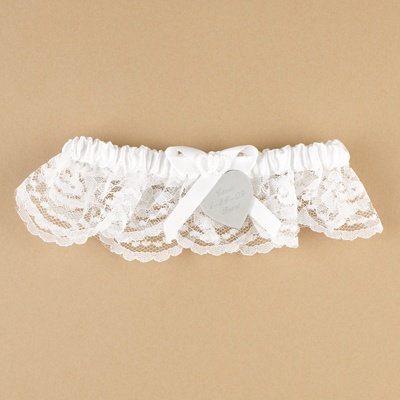 White Garter Set with Silver Charm
