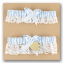 Blue Satin Garter Set with Gold Charm