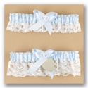 Blue Satin Garter Set with Silver Charm