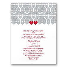 Sweet Hearts - Barn Red - Wedding Invitation