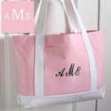 Pink and White Tote - Personalized