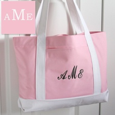 Pink and White Tote - Personalized