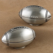 Pewter Football Bank