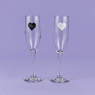 Contemporary Bride and Groom Flutes
