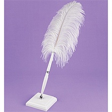 Plume Pen with Square Base - White