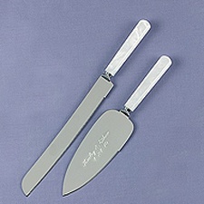 Personalized Pearl-Handled Serving Set
