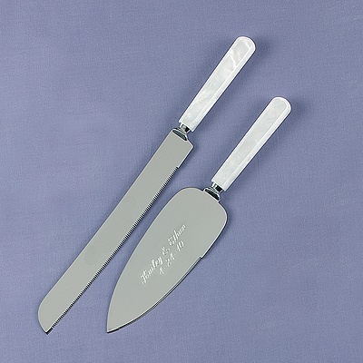 Pearlized White Knife and Server Set
