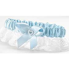 Heart and Rhinestone Garter - Blue - Full-Figure Garter