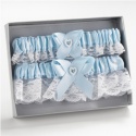 Blue Heart and Rhinestone Garter Set