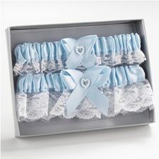Blue Heart and Rhinestone Garter Set