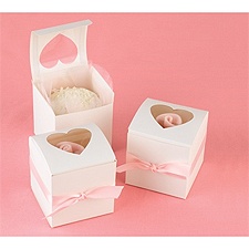 Heart Window Cupcake Favor Boxes - White