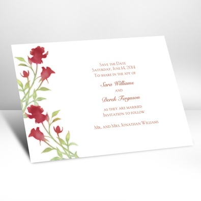 Watercolor Roses - Scarlet - Save the date