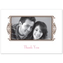 Chocolate Flourish Frame - Photo Thank You Card and Envelope