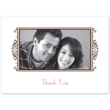 Chocolate Flourish Frame - Photo Thank You Card and Envelope