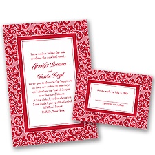 Filigree Frame - Barn Red - Invitation with Free Respond Card