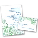 Sketched Flowers - Blue and Green - Invitation with Free Respond Card