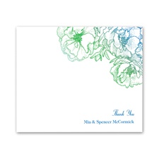 Sketched Flowers - Blue and Green - Thank You Postcard