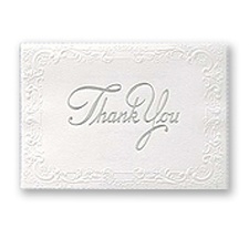 Bright White With Silver Foil Blank Thank You