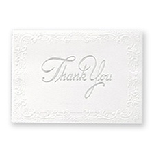 Bright White With Silver Foil Printed Thank You