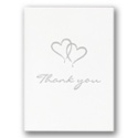 Silver Heart Thank You Cards in White - Blank