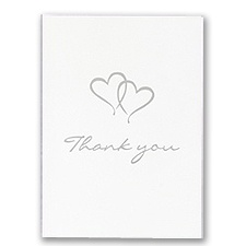 Blank Thank You Card With Silver Foil Hearts