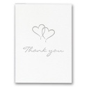 Silver Heart Thank You Cards in White - Printed