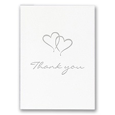 Personalized Thank You Card With Silver Foil Hearts