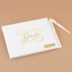 Gold Title Guest Book With Pen - Personalized