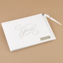Silver Title Guest Book With Pen - Personalized