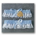 Blue Satin Garter Set