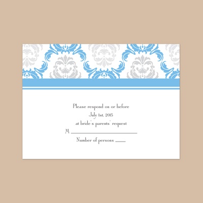 Damask Arches - Cornflower - Response Card and Envelope