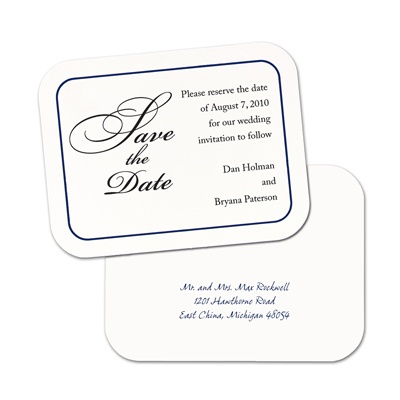 Simply Smooth Save the Date Postcard Navy