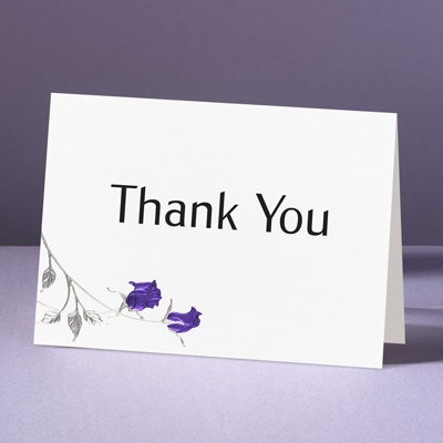 Rose Shine with Purple Foil Roses - Thank You Card and Envelope