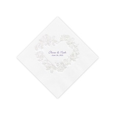 White Pearl Floral Heart Cocktail Napkin