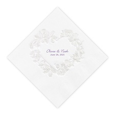 White Pearl Floral Heart Dinner Napkin