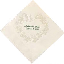 Ecru Pearl Floral Heart Dinner Napkin
