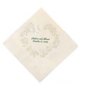 Ecru Pearl Floral Heart Beverage Napkin