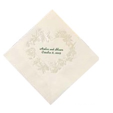 Ecru Pearl Floral Heart Cocktail Napkin