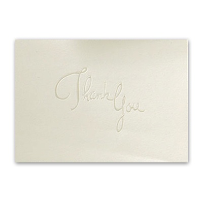 Pearl Embossed Thank You on Ecru - Blank