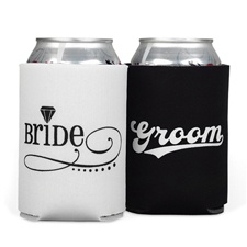 Bride and Groom Can Cooler Set