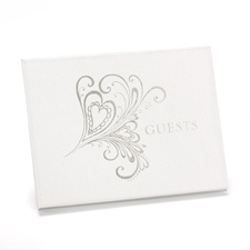 Silver Heart Flourish Guest Book
