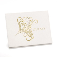 Gold Heart Flourish Guest Book
